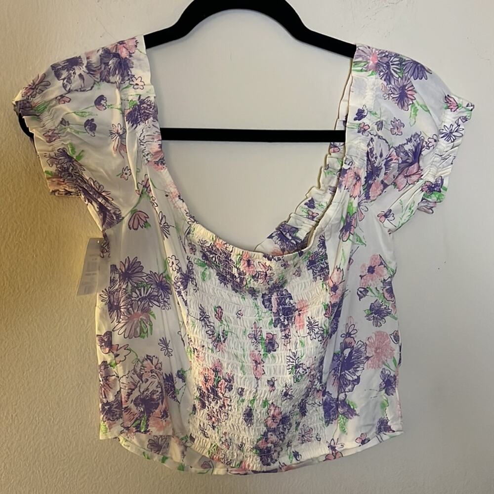 Abound Floral Off the Shoulder Ruffle Crop Top - Picture 4 of 4